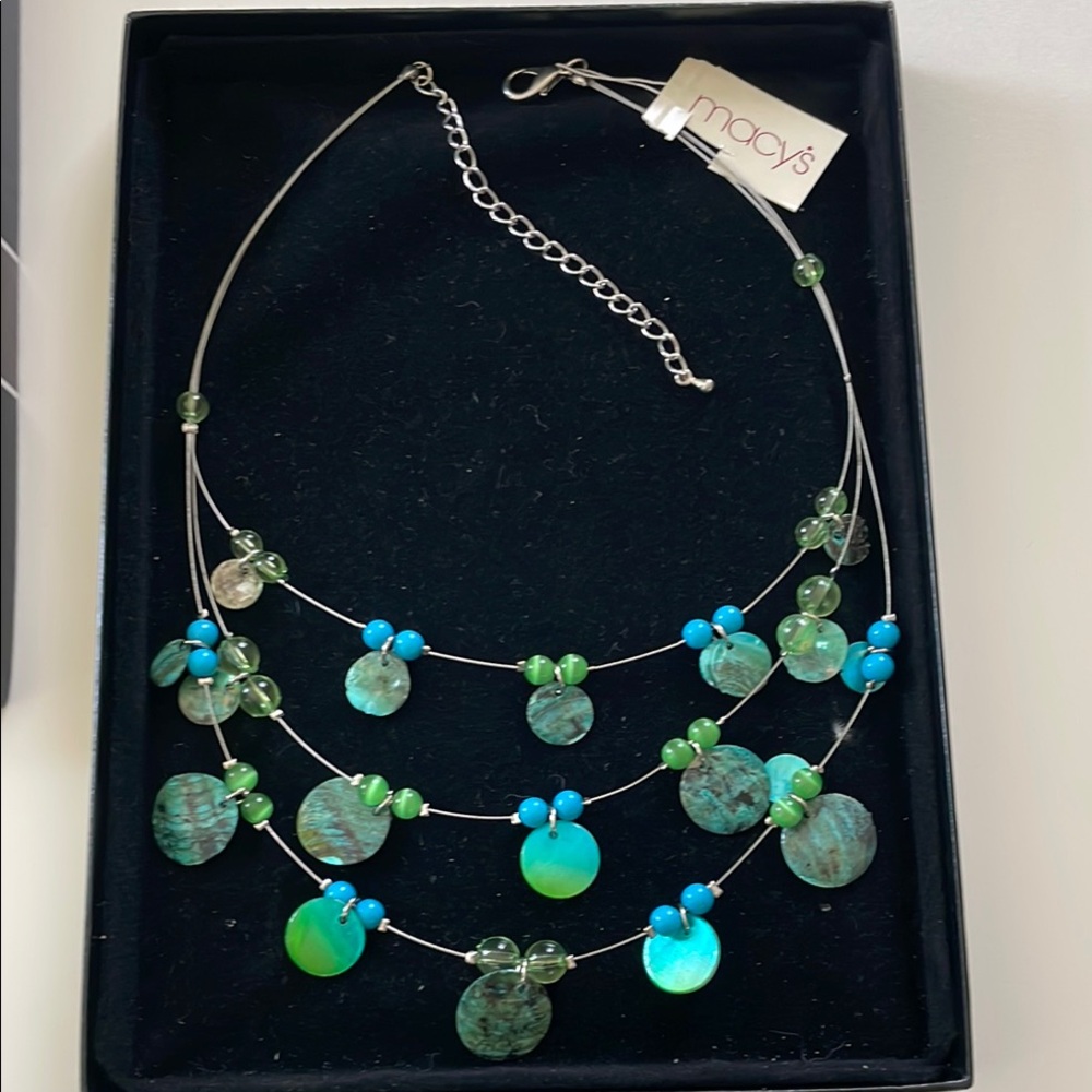Macy's Green and Blue Layered Necklace